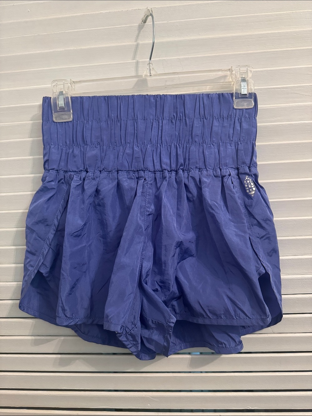Free People Movement High-Waist Smocked Women’s Shorts in Periwinkle